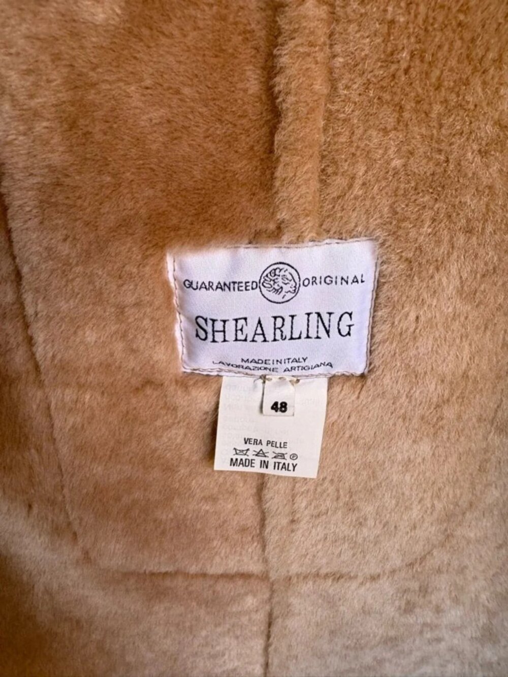 Genuine Shearling Coat Made in Italy Full Length Sheepskin Leather Size 48 - Picture 5 of 10